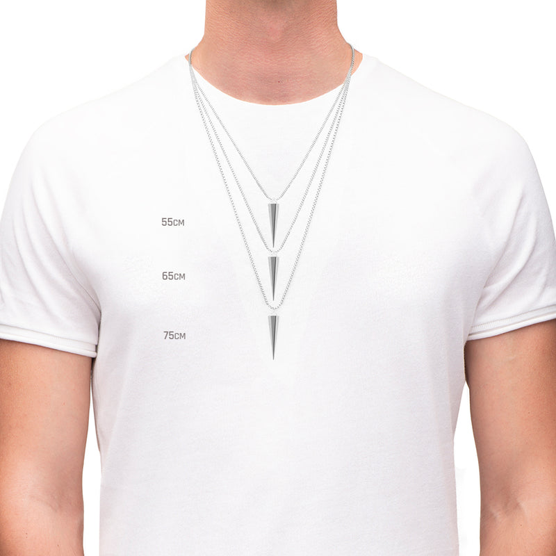Men's Necklaces - The Polygon - Silver 55cm 65cm 75cm