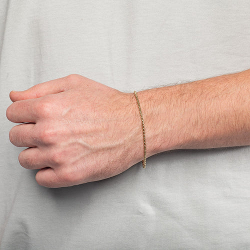 Men's Bracelets - The Rounded Box Chain Bracelet - Gold 7 inches 7.5 inches 8 inches Preview