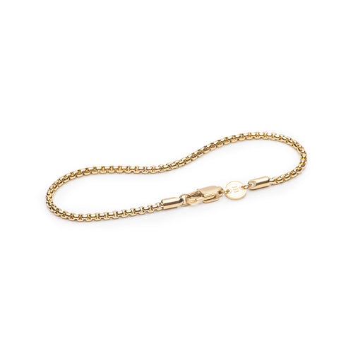Men's Bracelets - The Rounded Box Chain Bracelet - Gold 7 inches 7.5 inches 8 inches