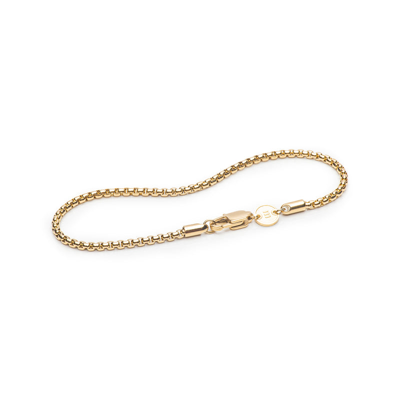 Men's Bracelets - The Rounded Box Chain Bracelet - Gold 7 inches 7.5 inches 8 inches