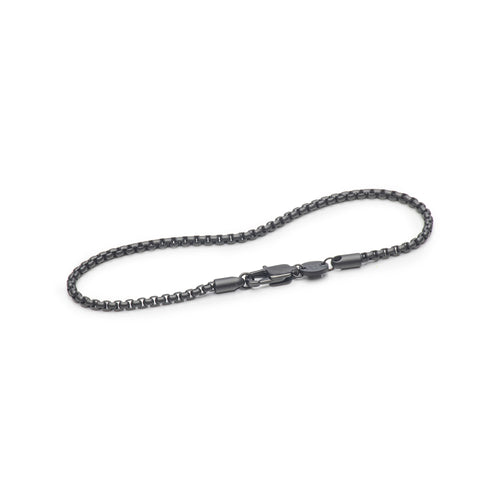 Men's Bracelets - The Rounded Box Chain Bracelet - Matte Black 7 inches 7.5 inches 8 inches