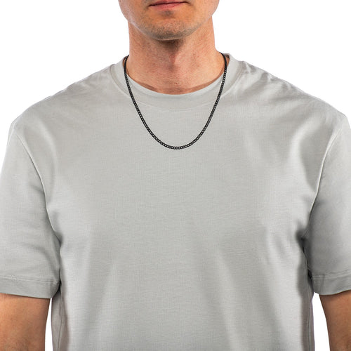 Men's Necklaces - The Flat Curb Chain - Matte Black 55cm Preview
