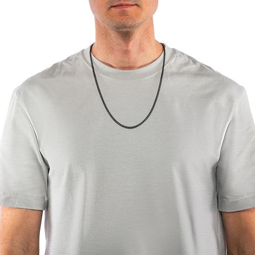Men's Necklaces - The Flat Curb Chain - Matte Black 65cm Preview