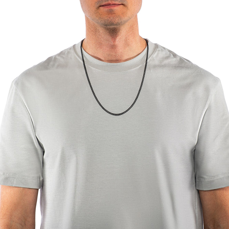 Men's Necklaces - The Flat Curb Chain - Matte Black 65cm Preview