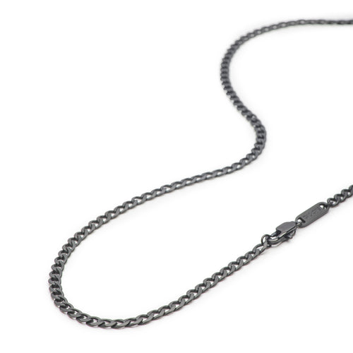 Men's Necklaces - The Flat Curb Chain - Matte Black 55cm 65cm