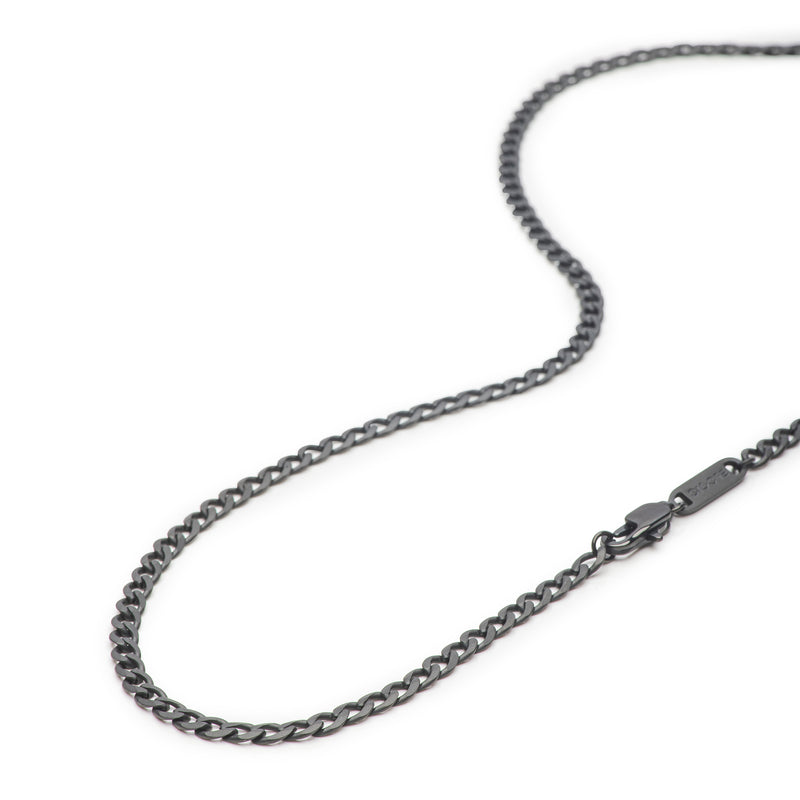Men's Necklaces - The Flat Curb Chain - Matte Black 55cm 65cm