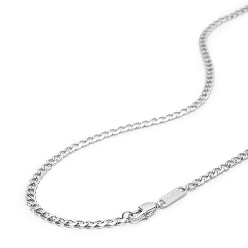 Men's Necklaces - The Flat Curb Chain - Silver 55cm 65cm