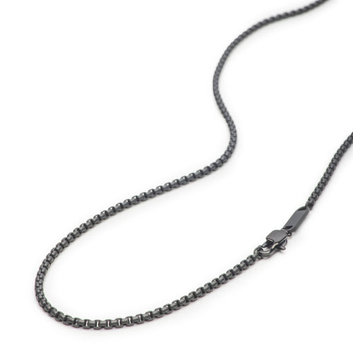 Men's Necklaces - The Rounded Box Chain - Matte Black 55cm 65cm 75cm 65cm 85cm