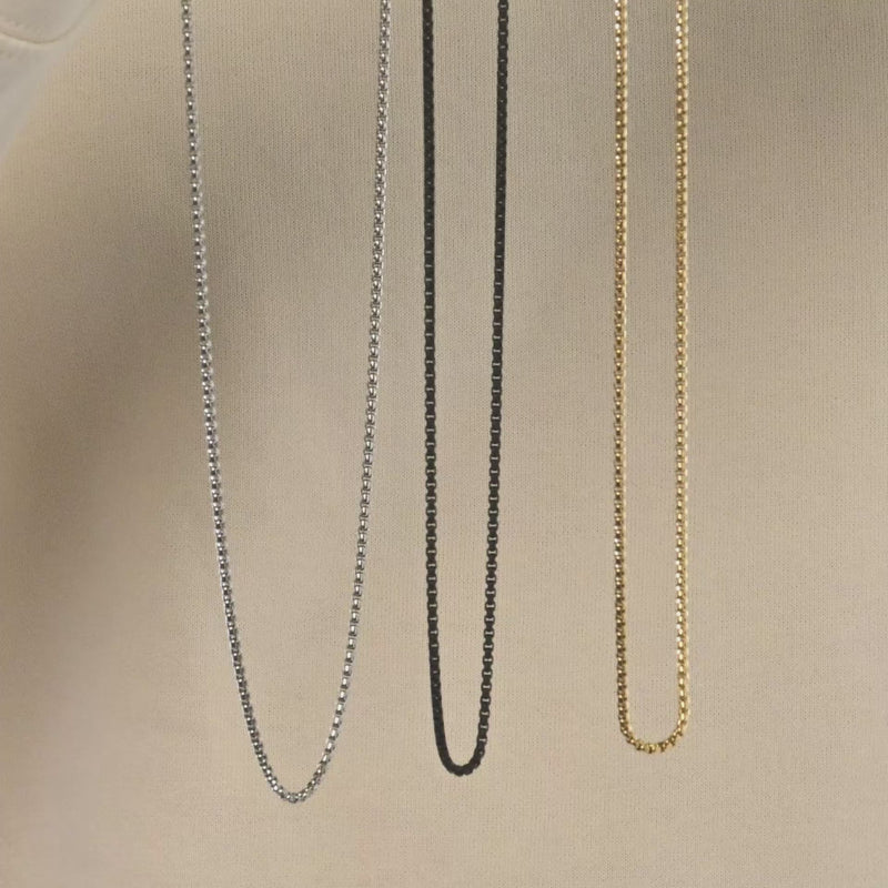 Men's Necklaces - The Rounded Box Chain - Silver 55cm 65cm 75cm 65cm 85cm