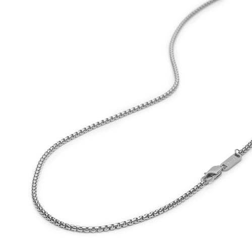 Men's Necklaces - The Rounded Box Chain - Silver 55cm 65cm 75cm 65cm 85cm