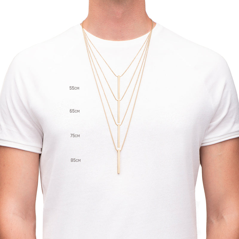 Men's Necklaces - The Bar - Gold 55cm 65cm 75cm 85cm