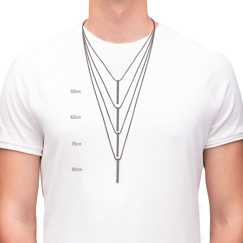 Men's Necklaces - The Bar - Matte Black 55cm 65cm 75cm 85cm