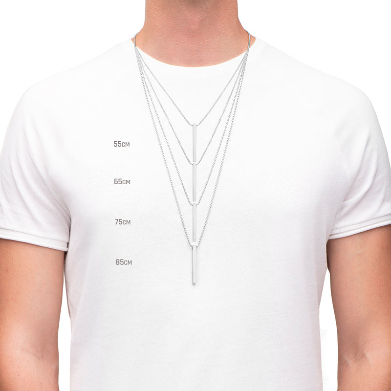 Men's Necklaces - The Bar - Silver 55cm 65cm 75cm 85cm