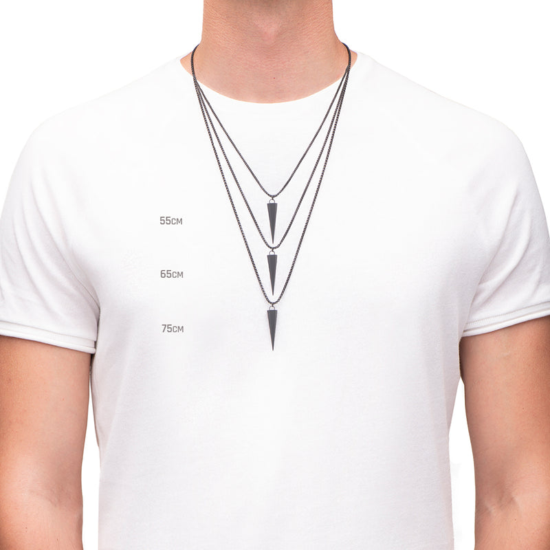 Men's Necklaces - The Polygon - Matte Black 55cm 65cm 75cm