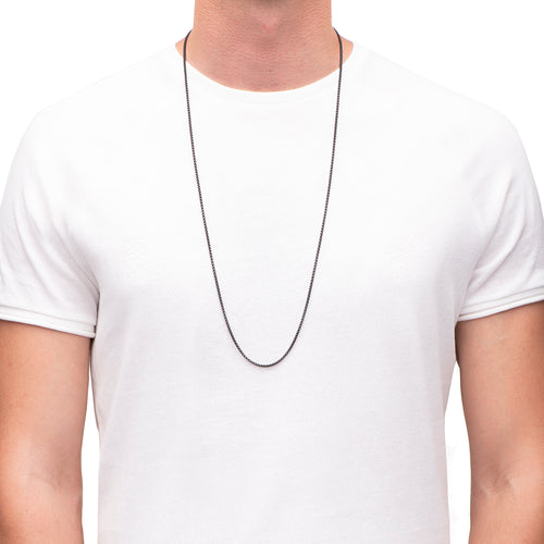 Men's Necklaces - The Rounded Box Chain - Matte Black 85cm Preview