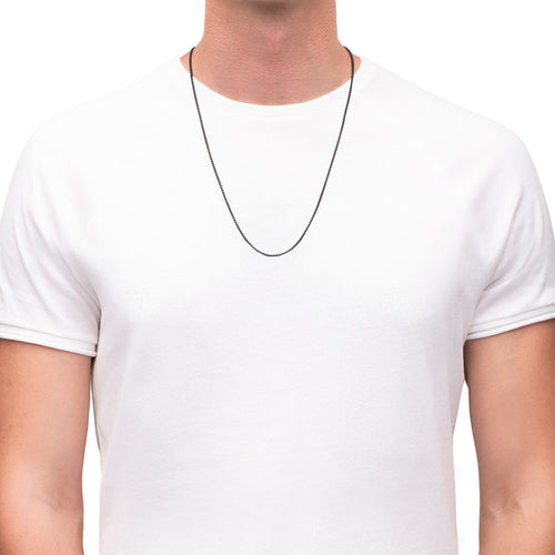 Men's Necklaces - The Rounded Box Chain - Matte Black 65cm Preview