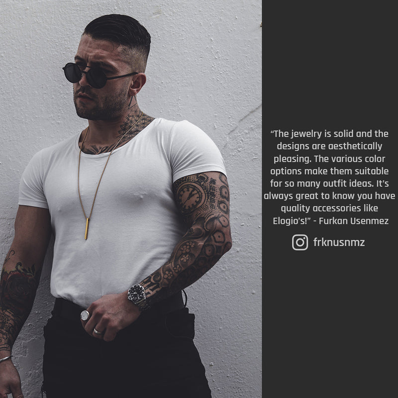 Men's Necklaces - The Bar - Matte Black 55cm 65cm 75cm 85cm